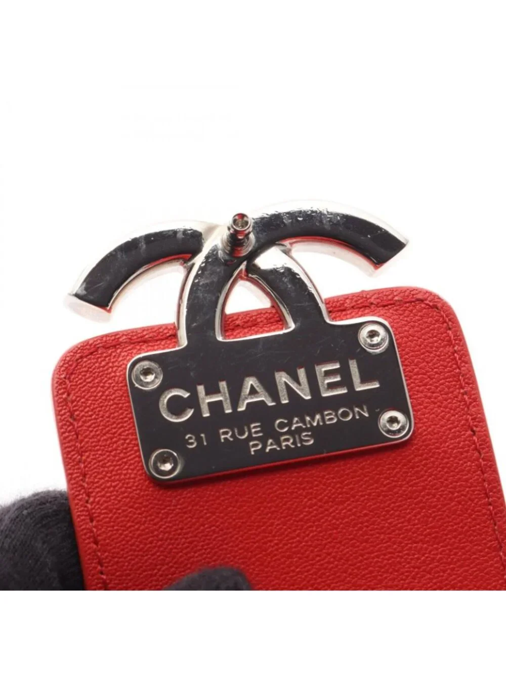 Chanel Shoulder Bag Quilted Half Here Red Leather
